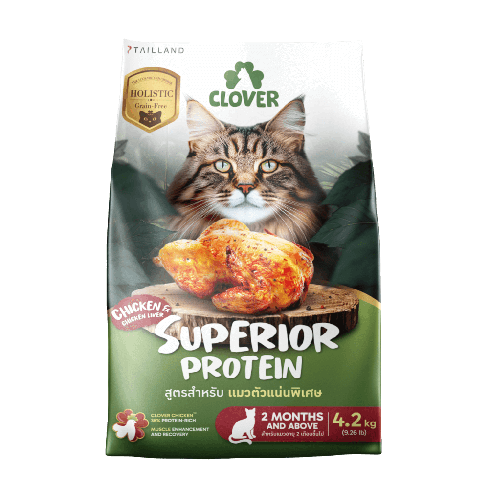 อาหารแมว CLOVER สูตร SUPERIOR PROTEIN สำหรับแมวตัวแน่นพิเศษ เกรด HOLISTIC GRAIN-FREE โซเดียมต่ำ ( 4.2 KG)_0